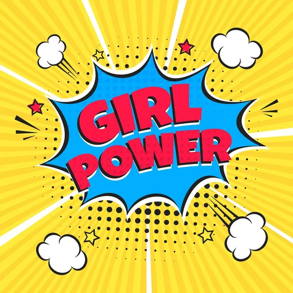 Lettrage Girl Power Speech Bubbles Comic Style Flat Design Illustration — Image vectorielle