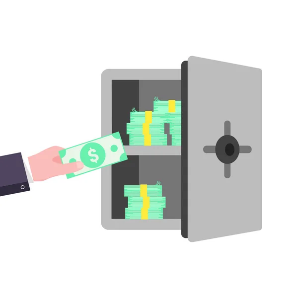 Dej Peníze Dolar Šedé Kovové Banky Bezpečný Vektor Ilustrace Ikona — Stockový vektor