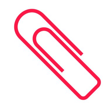 Kırmızı ofis ataş eki düz stil simge işareti vektör illüstrasyon izole beyaz arka plan üzerinde renkli. E-posta veya dosya eki