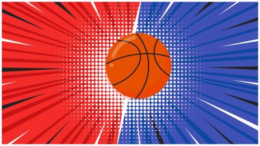 Yarı ton arka plan vektör Illustration üzerinde basketbol topu ile ekran düz stil tasarım VERSUS. Oyun Savaşı için ekran mücadele. Basketbol karşı oyun.