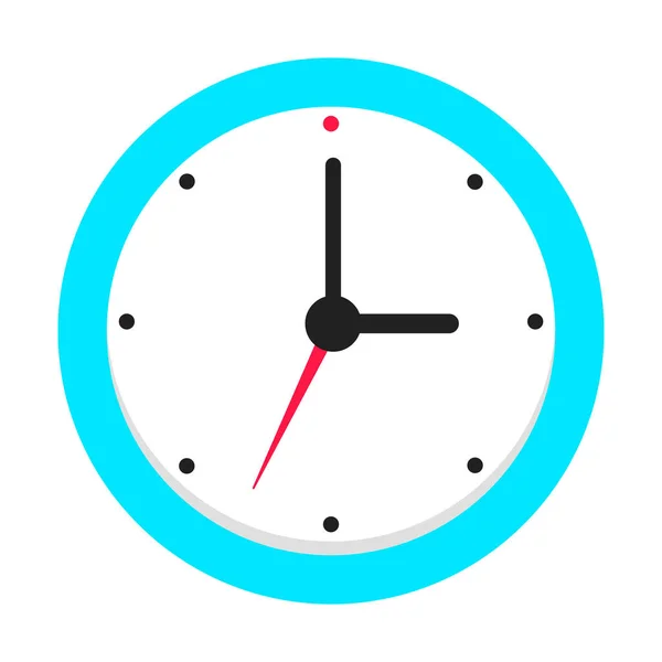 Blue Clock Wake Tid Isolerad Vit Bakgrund Platt Stil Vektor — Stock vektor