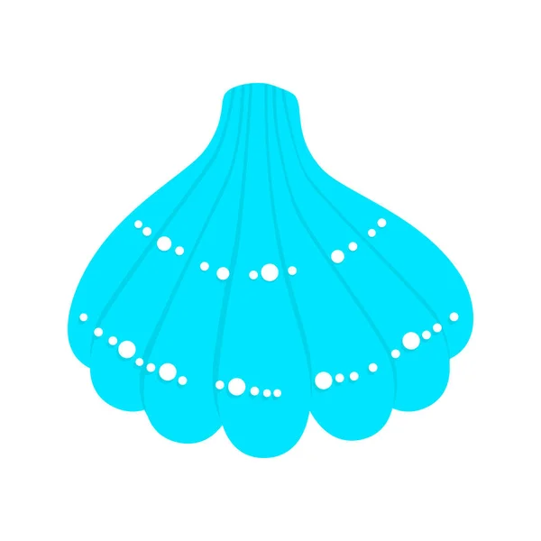 Ljusblått Hav Shell Flat Stil Design Vektor Illustration Isolerad Vit — Stock vektor