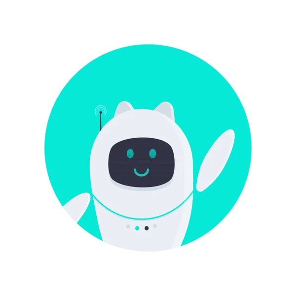 Robot Ikona Ilustracja Kot Białym Tle Projekt Płaski Styl Wektor — Wektor stockowy