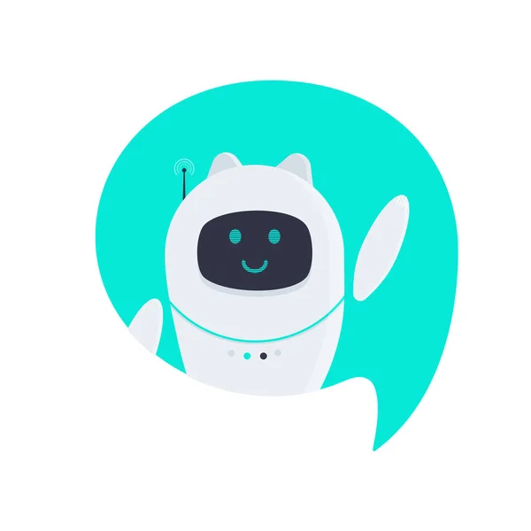 Robot Kedi Chatbot Simgesi Beyaz Arka Plan Üzerinde Izole Düz — Stok Vektör