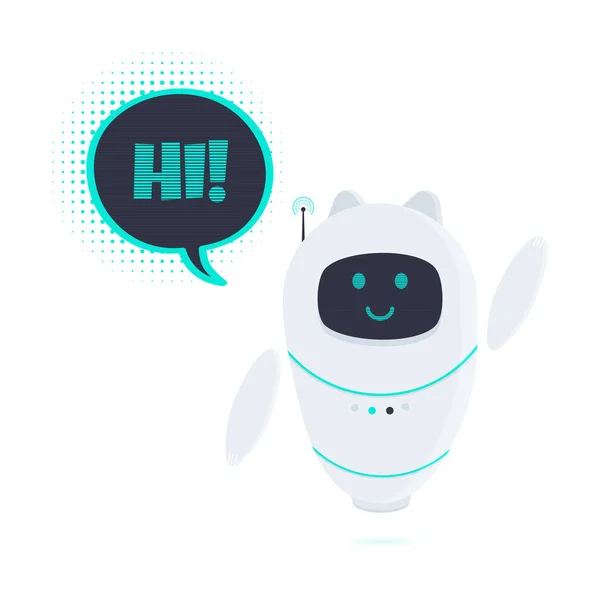 Robot Kedi Chatbot Simgesi Beyaz Arka Plan Üzerinde Izole Konuşma — Stok Vektör