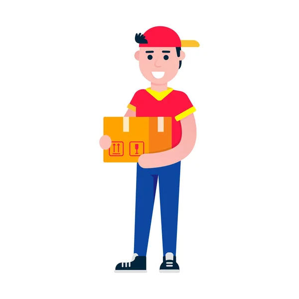 Fast Delivery Boy Character Flat Style Design Vector Illustration Delivery — Stock Vector