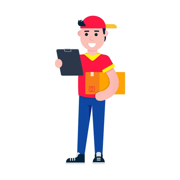 Fast Delivery Boy Character Flat Style Design Vector Illustration Delivery — Stock Vector