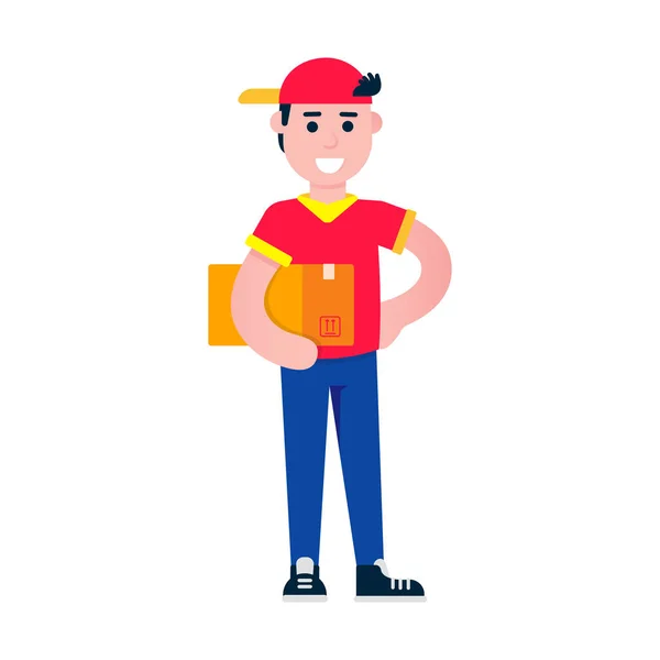 Fast Delivery Boy Character Flat Style Design Vector Illustration Delivery — Stock Vector