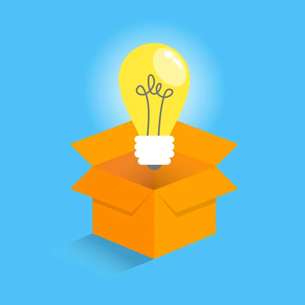 Glühbirne Karton Geschäftsidee Konzept Mit Symbol Der Ideen Glühende Glühbirne — Stockvektor
