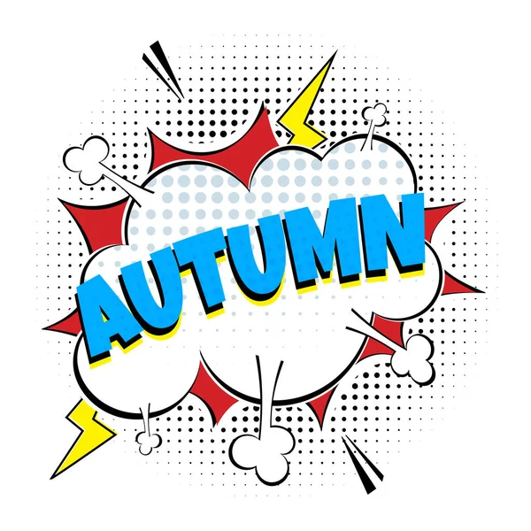Comic Lettering Autumn Speech Bubbles Comic Style Flat Design Dynamic — Stock Vector