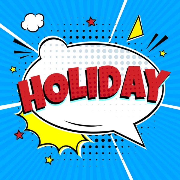 Comic Lettering Speech Bubble Emotion Text Holyday Comic Style Flat — Stock Vector