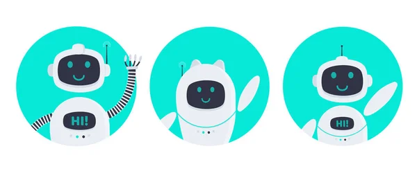 Robotów Chatbot Ikona Ilustracja Białym Tle Projekt Płaski Styl Wektor — Wektor stockowy