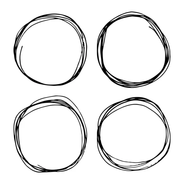 Hand Drawn Scribble Circles Set Isolated White Background Doodle Vector — Stock Vector
