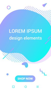 Modern dikey mobil sıvı soyut şekil degrade Memphis tarzı tasarım akışkan vektör renkli illüstrasyon Banner basit grafik uygulama, sunum, satış, beyaz arka planda izole broşür.