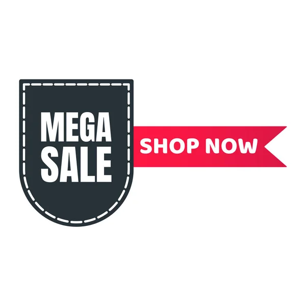 Mega Sale Best Offer Shield Tag Ribbon Badge Sale Label — Stockvektor