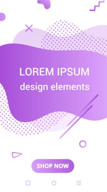 Modern dikey mobil sıvı soyut şekil degrade Memphis tarzı tasarım akışkan vektör renkli illüstrasyon Banner basit grafik uygulama, sunum, satış, beyaz arka planda izole broşür.