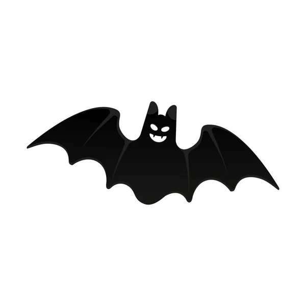 Murciélago Volador Halloween Con Cara Asustadiza Diseño Plano Vector Ilustración — Vector de stock