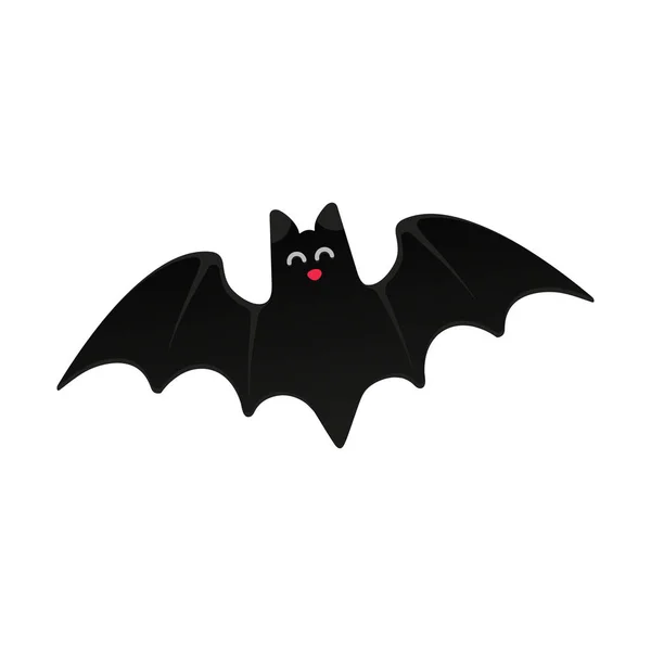 Halloween Voando Morcego Com Rosto Assustador Design Estilo Plano Ilustração —  Vetores de Stock