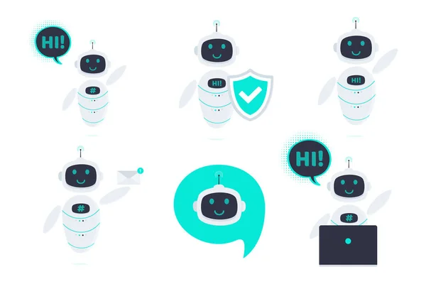 Robot Chatbot Ikona Ilustracja Białym Tle Projekt Płaski Styl Wektor — Wektor stockowy