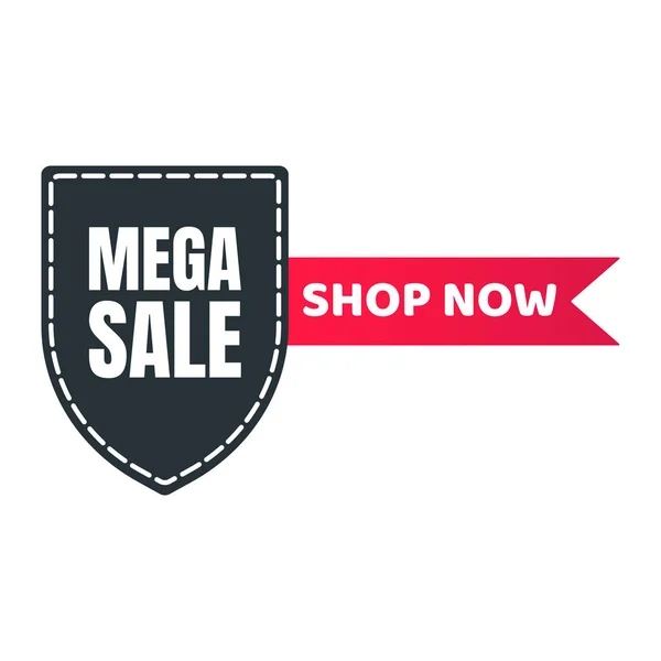 Mega Sale Best Offer Shield Tag Ribbon Badge Sale Label — Stockvektor