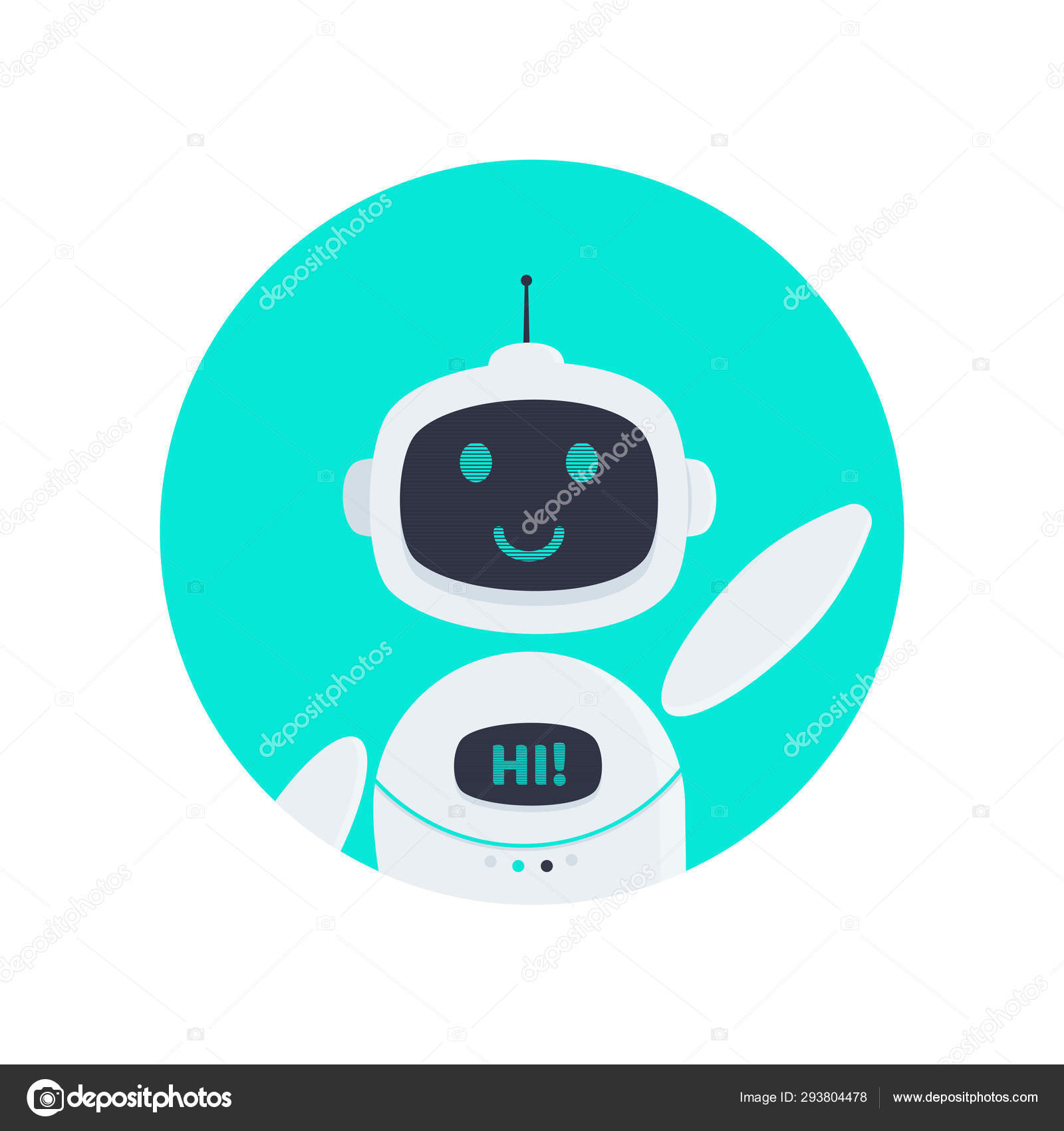 Chat bot icon with artificial intelligence. Illustration of a cute