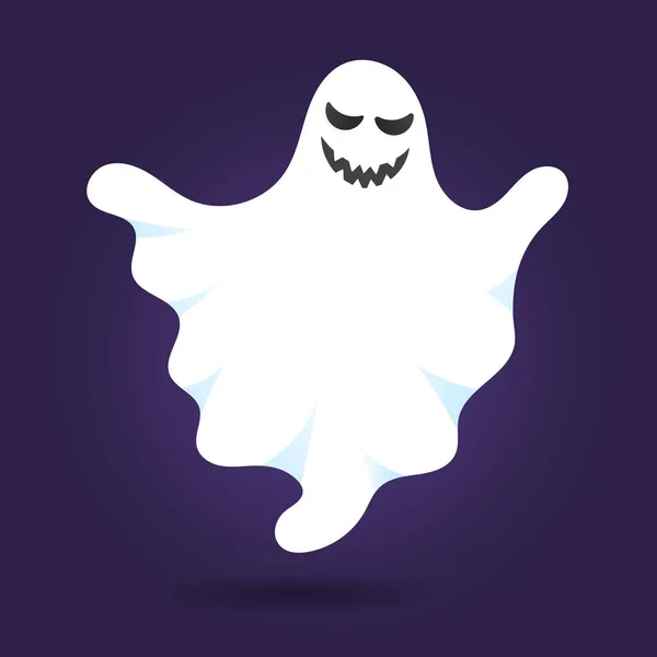 Cute Ghost Character Flat Style Design Vector Illustration Isolated Dark — Stock Vector