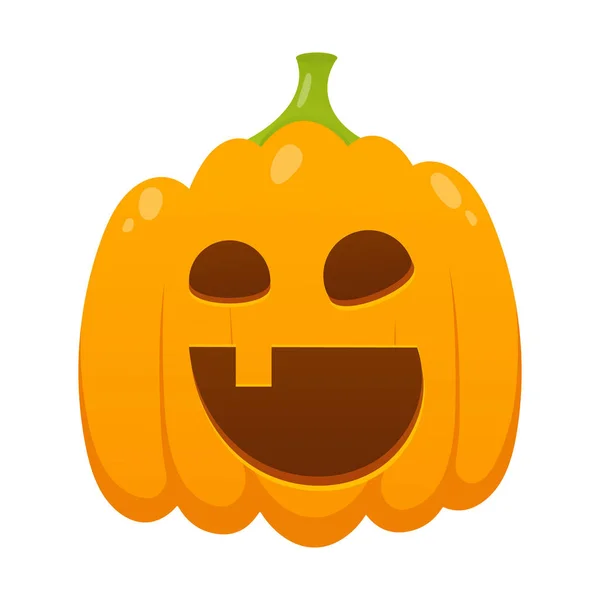 Orange halloween pumpkin with scary face expression grimace — Stock Vector