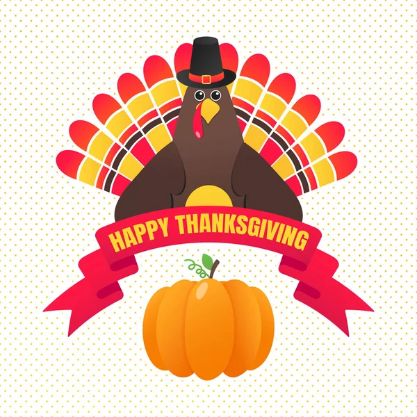 Happy Thanksgiving Day Flachen Stil Design Poster Vektor Illustration Mit — Stockvektor