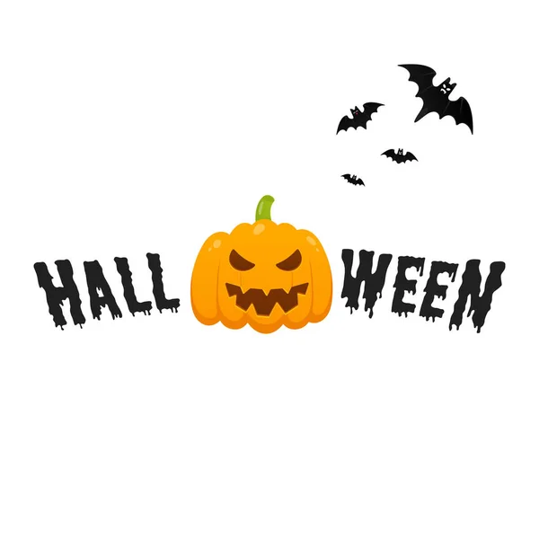 Happy Halloween text postcard banner with scary face — Stock Vector
