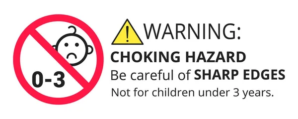 Ne convient pas aux enfants de moins de 3 ans risque d'étouffement signe interdit — Image vectorielle