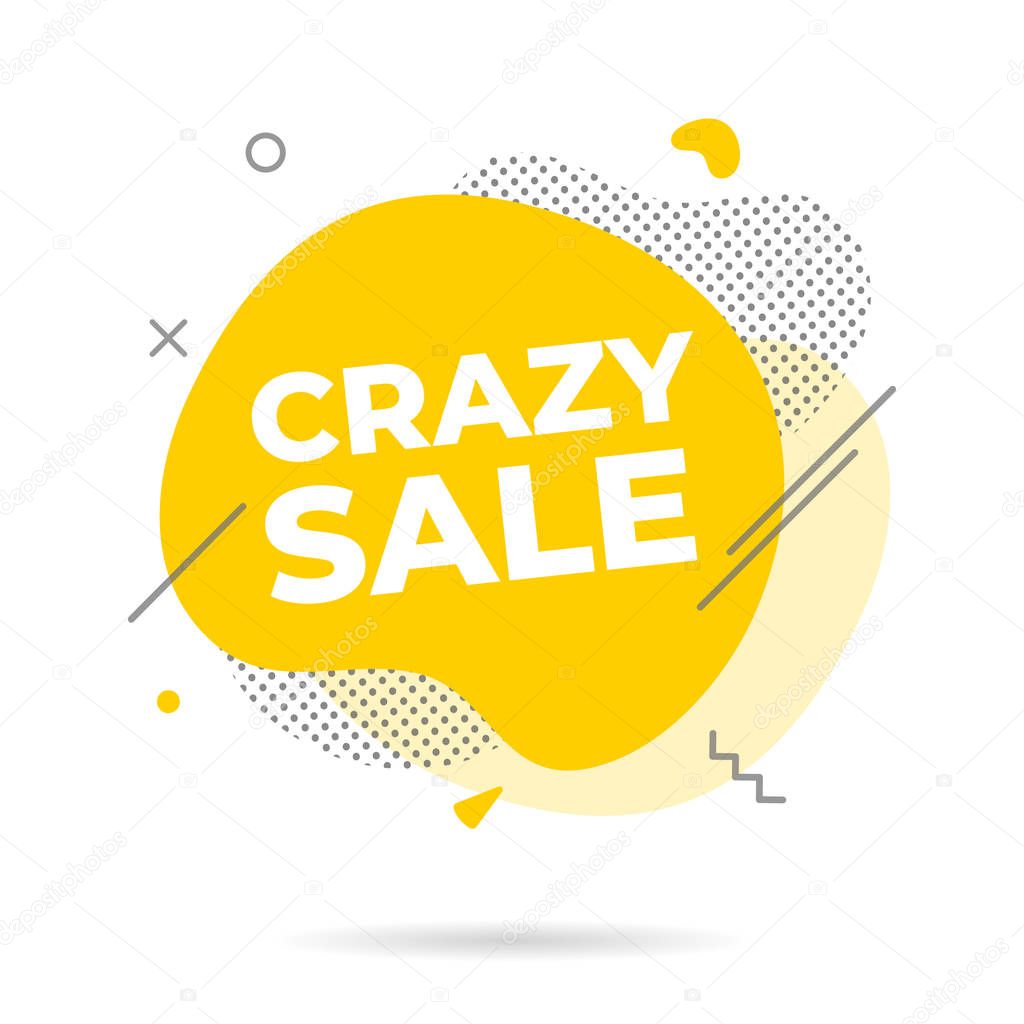 Modern liquid abstract CRAZY SALE text flat style design