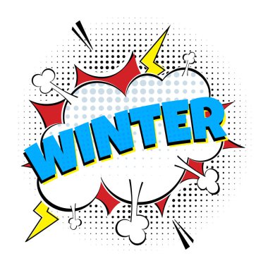 Konuşma Bubbles Comic Style Düz Tasarım Komik Yazı Kış.