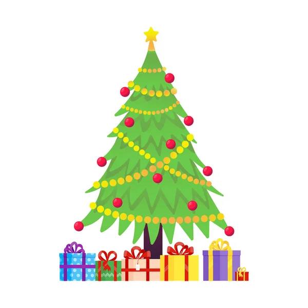 Árvore de Natal abeto estilo plano ícone sinal vetor ilustração . — Vetor de Stock