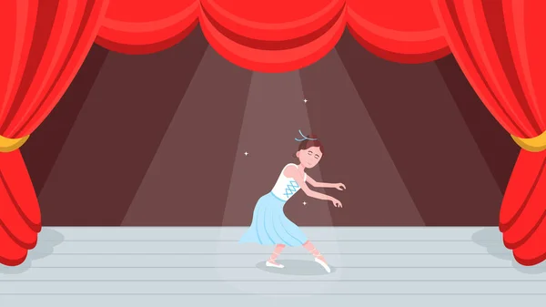 Молода Красива Балерина Одягнена Туалет Взуття Стоїть Позі Плоский Стиль — стоковий вектор
