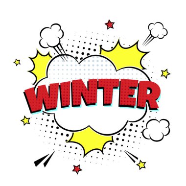 Konuşma Bubbles Comic Style Düz Tasarım Komik Yazı Kış.