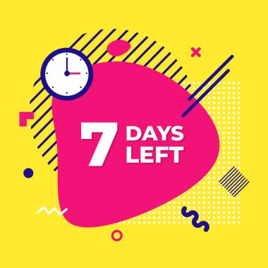 Geri sayım sıvısı soyut elementleri yedi günlük işaret illüstrasyonu kaldı