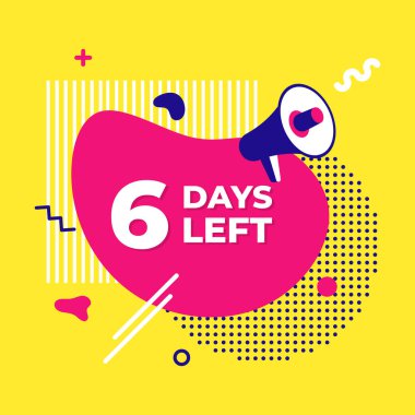 Geri sayım sıvısı soyut elementleri 6 gün kaldı işareti