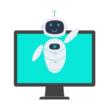 Robot chatbot icon sign flat style design vector illustration isolated on white background clipart