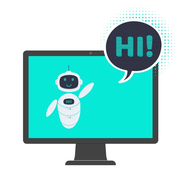 Ρομπότ chatbot εικονίδιο σημάδι επίπεδη στυλ σχεδιασμού διανυσματική απεικόνιση απομονωμένη σε λευκό φόντο — Διανυσματικό Αρχείο