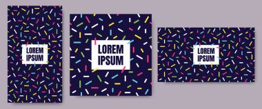 Geometrik çizgili 3 Geometrik arkaplan modayı Memphis moda tarzı 80 'ler-90' ların şablonu ile beyaz zemin üzerinde izole edilmiş renkli canlı renklerle şekillendirir