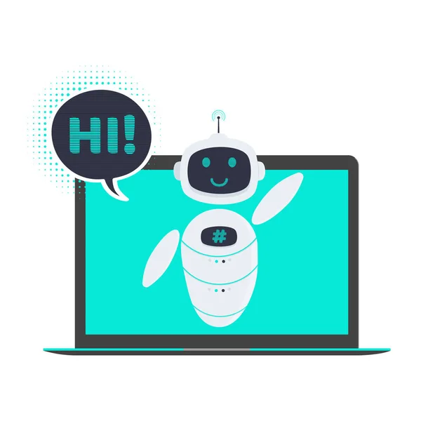 Robot chatbot ikon jel lapos stílus design vektor illusztráció elszigetelt fehér háttér — Stock Vector