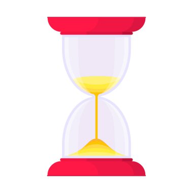 Beyaz arkaplanda izole edilmiş kum saati simgesi düz stil tasarım vektör çizimi.