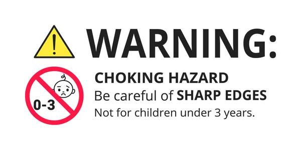 Choking hazard forbidden sign sticker not suitable for children under 3 years — Stock Vector