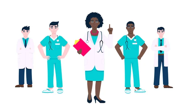 Équipe de médecins réussie de l'illustration vectorielle de l'employé médical isolé sur fond blanc. — Image vectorielle