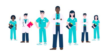 Tıbbi personel doktorları klinik çalışanı illüstrasyonu.