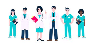 Tıbbi personel doktorları klinik çalışanı illüstrasyonu.