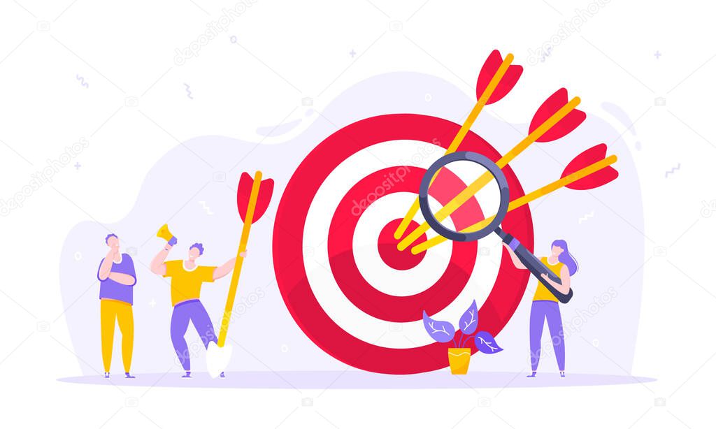 Goal achievement business concept sport target icon and arrows in the bullseye.