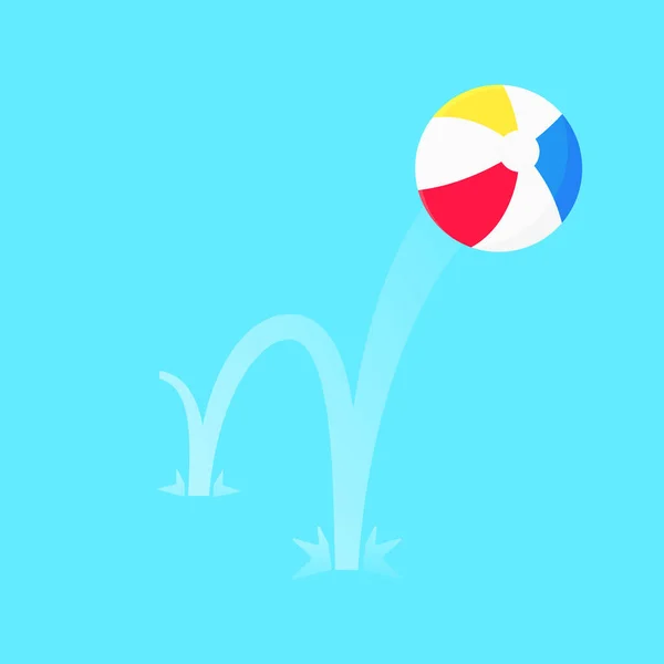 Bouncing bola de praia estilo plano design vetor ilustração ícone sinal isolado no fundo azul . —  Vetores de Stock