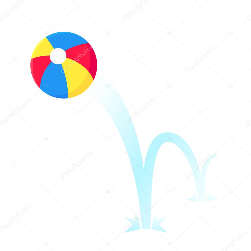 Bouncing beach ball flat style design vector illustration icon sign isolated on white background.