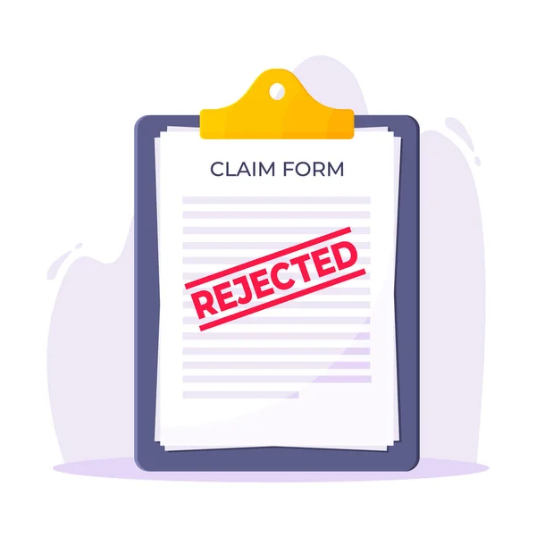 Presse-papiers avec demande rejetée ou formulaire de prêt de crédit dessus. — Image vectorielle